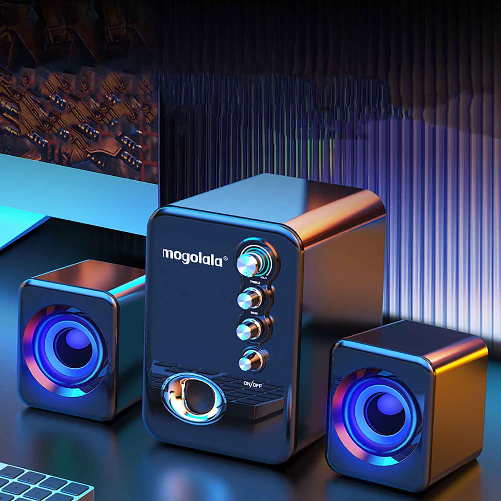 SKDOGDT Computer Speaker, Compact Size Speaker with Headphone Jack, Enhanced Bass and Volume Control, Stereo Aux Multimedia Speakers for Laptop/Desktop/Tablets/Phone