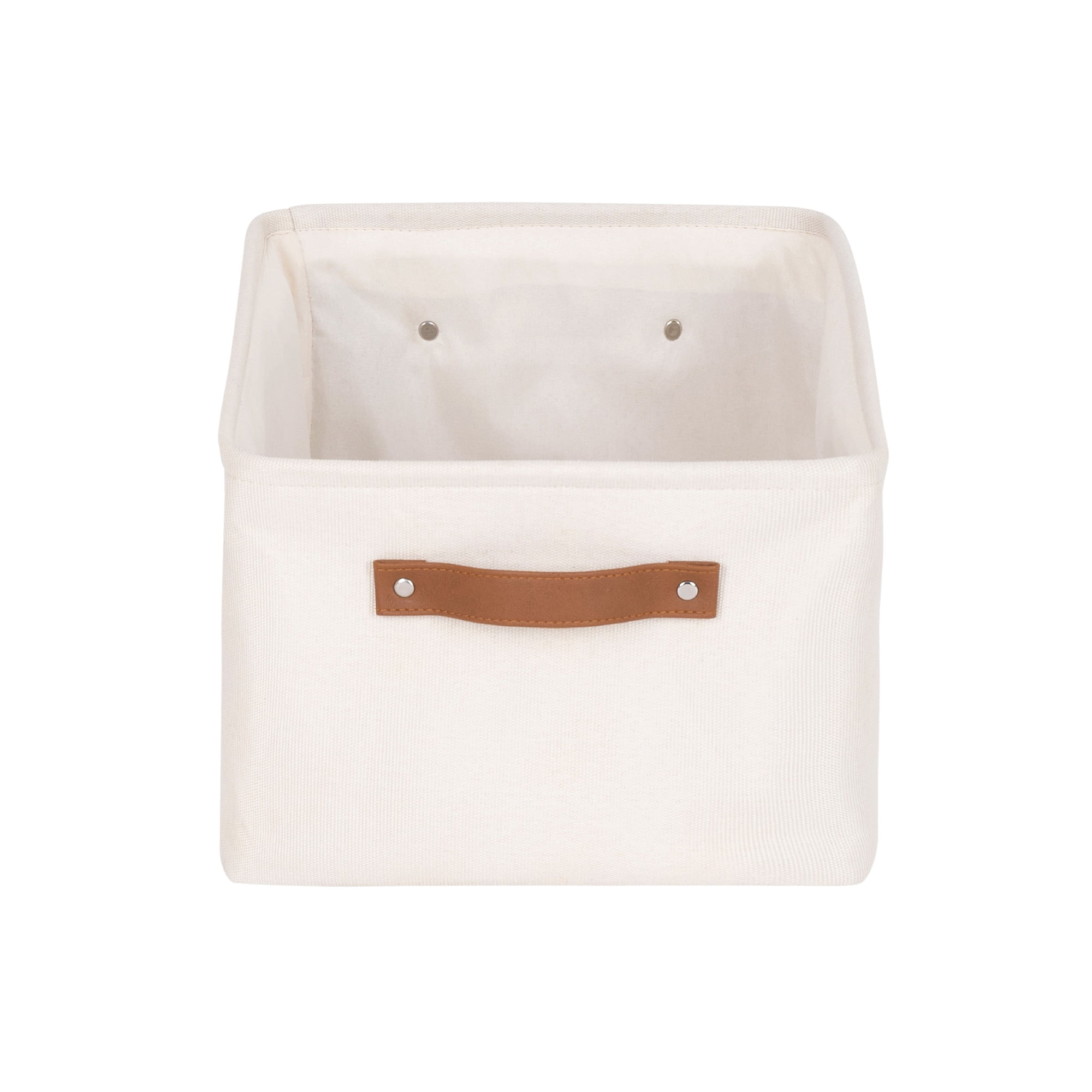 (4 pack) Mainstays Natural Canvas Fabric Decorative Storage Basket with Handles, 15 in x 8 in x 11 in