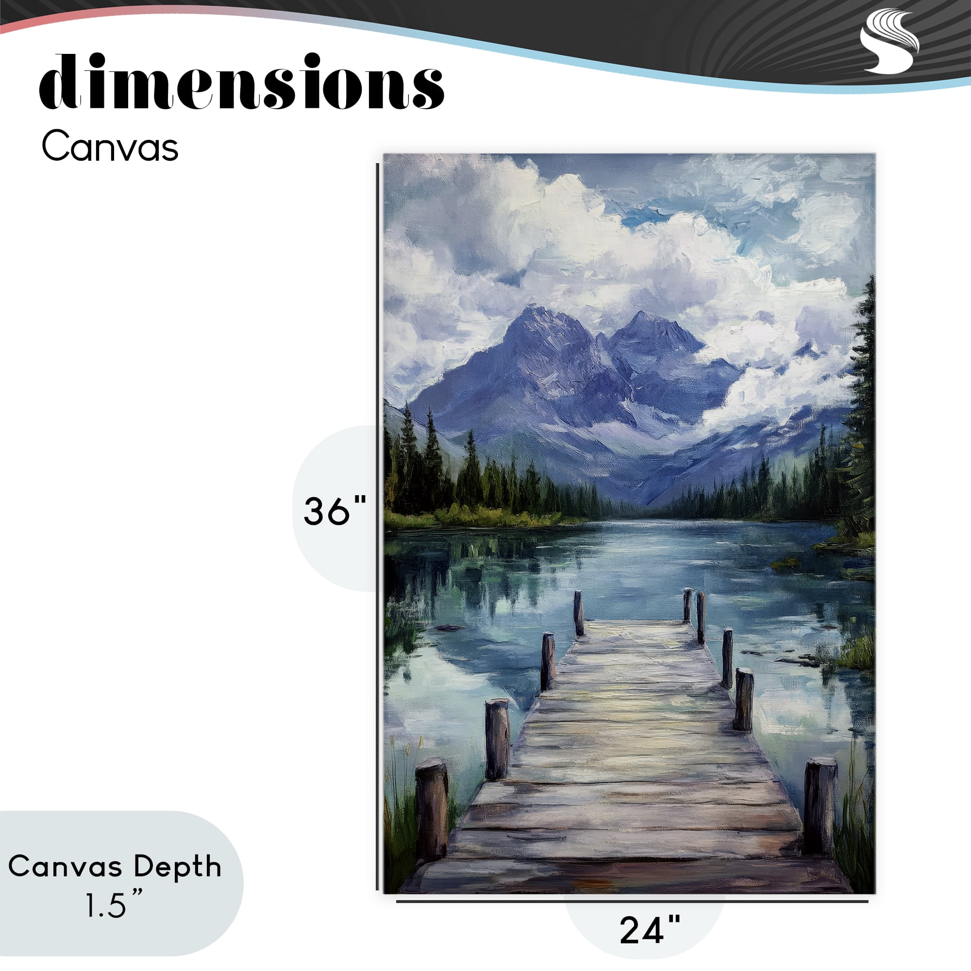 Stupell Industries Weathered Dock on Mountain Lake Canvas Wall Art, design by Petal Prints Design