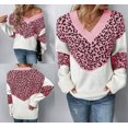 thumbnail image 4 of Suéteres Para Mujer Otoño Invierno Suéter de Punto Casual Patchwork Leopardo Manga Larga Suéter Con Cuello en V Abrigo Odeerbi ODB178294, 4 of 5