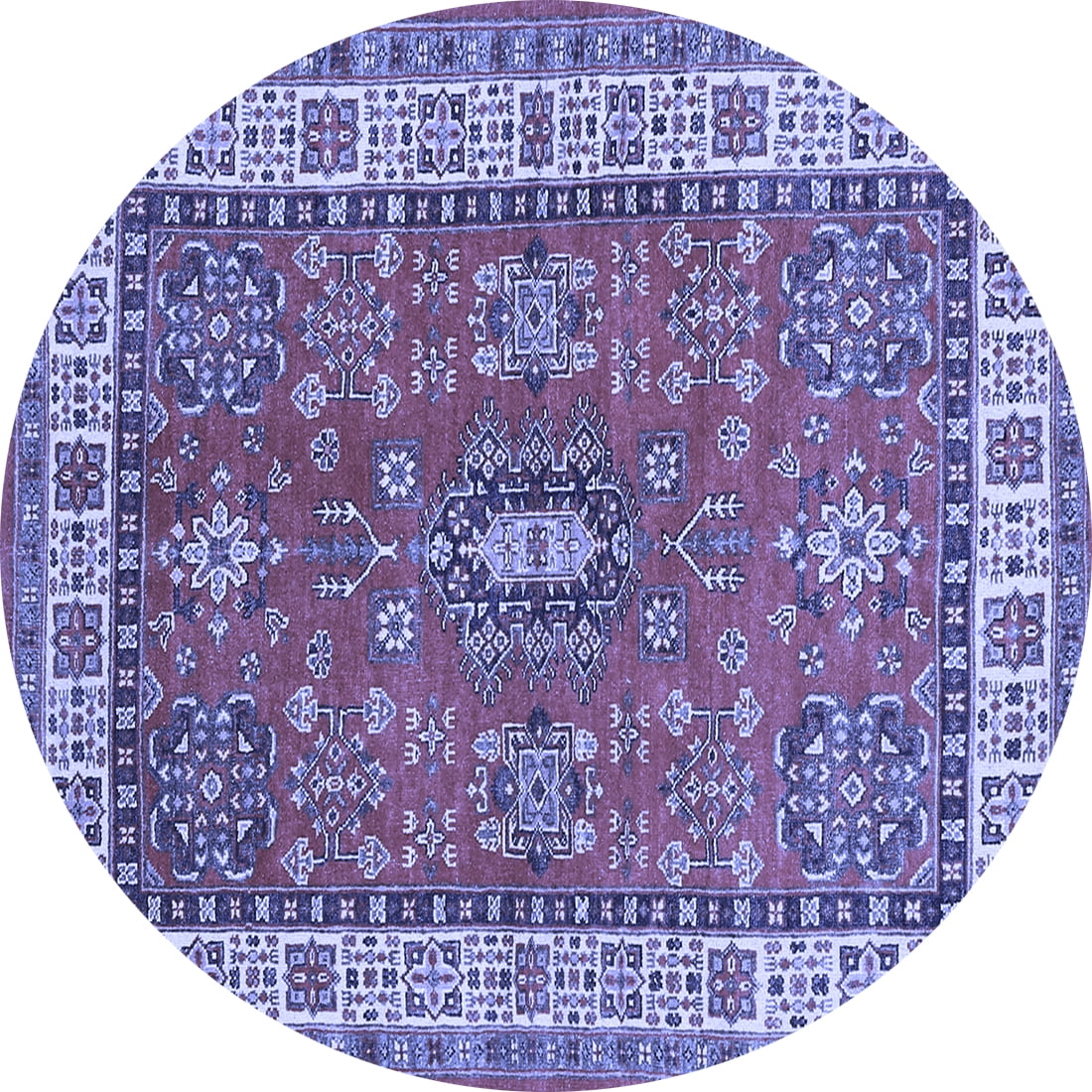 Ahgly Company Indoor Round Persian Blue Traditional Area Rugs, 6' Round ...