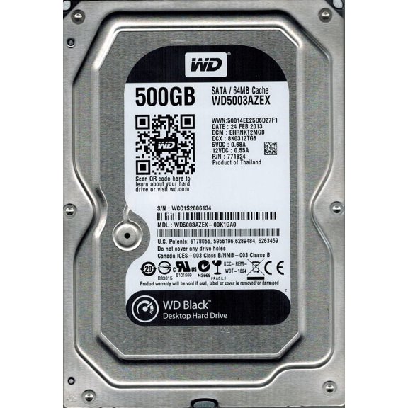 Western Digital WD5003AZEX-00K1GA0 DCM: EHRNKT2MGB 500GB
