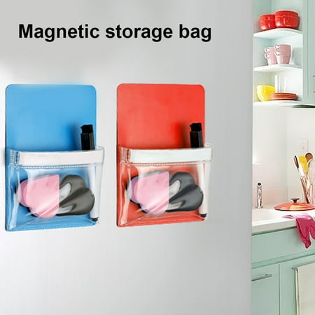 

Fridge Whiteboard Magnet Stationery Organizer Holder Clear Tools Storage Pouch Blue pinshui