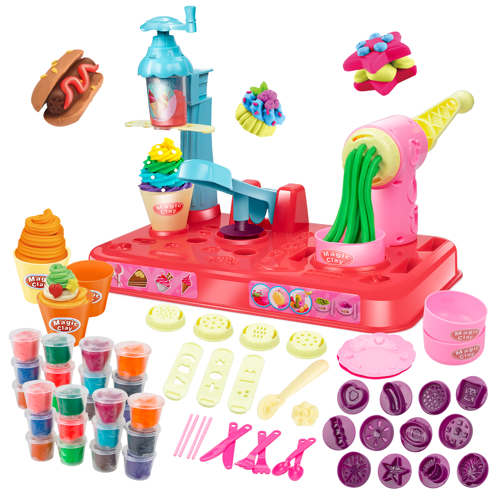 UNIH Playdough Sets for Toddlers Non-Toxic Playdough Table Set with Storage  and Tool Molds Kit for Kids 3 Years Old+