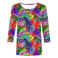 thumbnail image 4 of QATAINLAV Carnival Costume 3/4 Sleeve Spring Shirt Daily Tee Mask Print Blouse Mardi Gras Round Neck 2025 Tee Dressy Tunic Multicolor XXL, 4 of 6