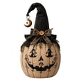 thumbnail image 4 of 3Pcs Halloween Pumpkin Decor Set, Fall Decor,Halloween Decorations, Small Witch Hat Pumpkin Figurines with Bow, Lace and Star, Vintage Farmhouse Halloween Tabletop Decor for Home Party Indoor Display, 4 of 12