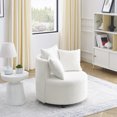thumbnail image 4 of Loop Yarn Upholstered Accent Swivel Chair for Living Room Bedroom, with Movable wheels, Including 3 pillows, Beige, 4 of 10