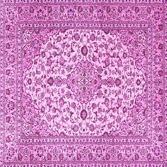 Ahgly Company Indoor Square Medallion Pink Traditional Area Rugs, 4' Square