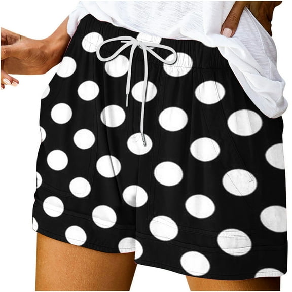 Plebaso Shorts for Women Print Drawstring Casual Shorts Summer Beach Vacation Short Pants with Pockets