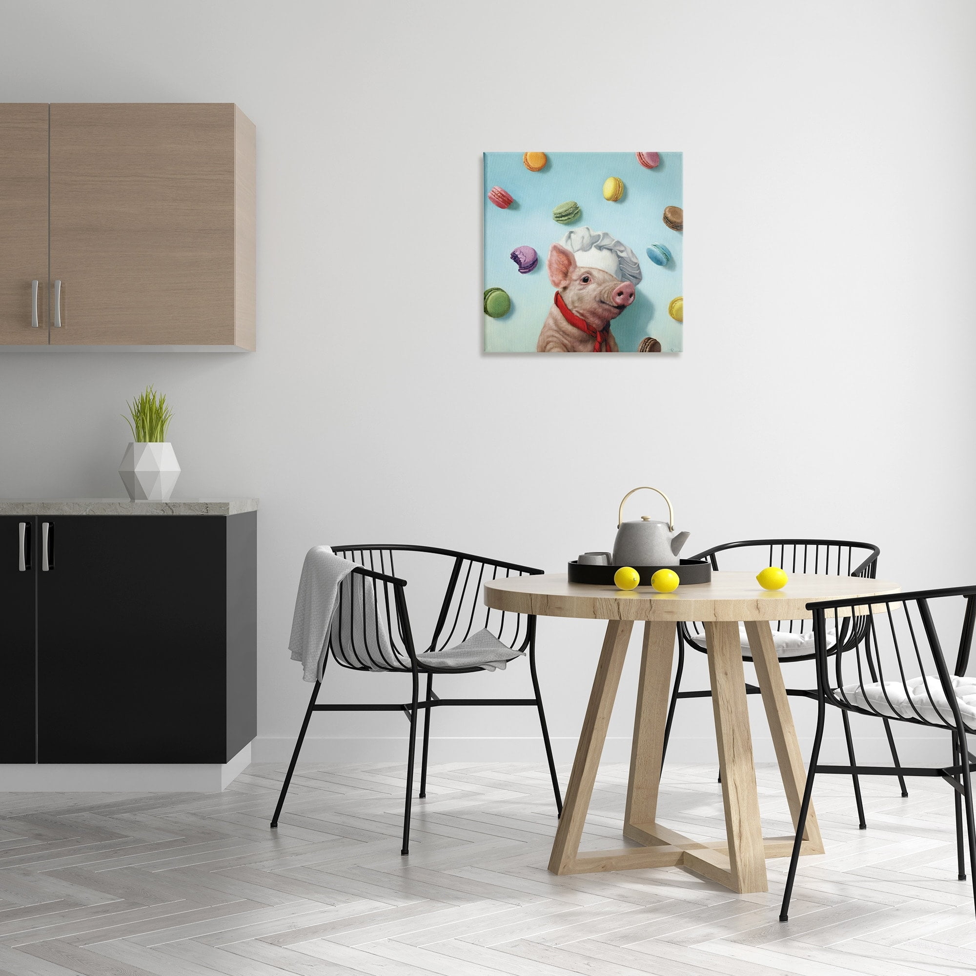 Stupell Industries Adorable Pig Chef with Playful Macaron Pastries,24 x 24,Designed by Lucia Heffernan