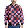 thumbnail image 2 of Chaqueta bomber con estampado de patchwork patriótico estadounidense para hombre, sudadera de manga larga en 3D, chaqueta bomber de calle de gran tamaño con cremallera, 2 of 5