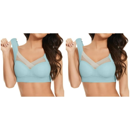 (2-Pack) Rinsvye Women s Large Strapless Lace Women Bras Plus Size Tank Top Underwear Thin Pack of Bra Side Fold Side Compression Sports Bra Gather Adjustable Bra