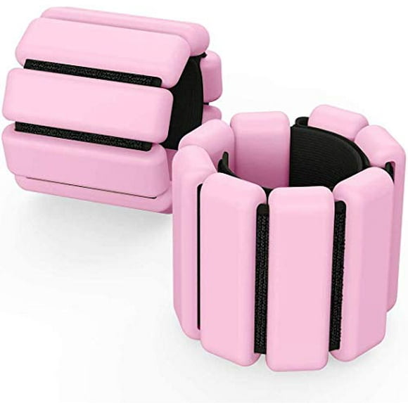 2 PCS Wrist Weights Ankle Weights Set Weight Cuffs for Foot or Wrist Yoga Aerobics Pilates Weight Fitness Bracelet (Pink)