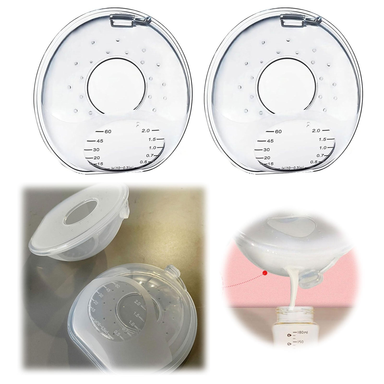 Aoyunhp 2 Pcs Wearable Cups,Breast Milk Collecting Shells and Nipple Shield,Silicone Breast Shells Milk Collector for Moms Breast Cups Washable,Anti Overflow Pad Collecter Wearable Nursing3.93"x3.89"