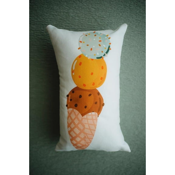 Chocolate Ice Cream | 3 Scoop cone | 12x16 | Vintage Decor | Fun Gifts | Pillow Cover | Home Decor | Throw Pillows | Happy Birthday