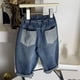 thumbnail image 4 of Pantalones vaqueros largos de moda para niñas, vaqueros con cintura elástica y ribete de encaje, pantalones casuales holgados y ligeramente acampanados, pantalones cómodos, pantalones de poliéster par, 4 of 7