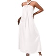 thumbnail image 2 of Naittoop Women's Halter Silk Satin Long Nightgown Sleeveless Loose Summer Sleepwear Lounge Dress Nightie, 2 of 5