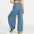 thumbnail image 5 of Women's Casual Pants Elastic Waist Drawstring Loose Fit Linen Trousers with Pockets for Everyday Wear, 5 of 7