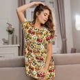 thumbnail image 3 of KLL Chemise de Nuit à Manches Courtes Imprimée pour Femmes Confortable Col Rond Mignonne à Volants, 3 of 6