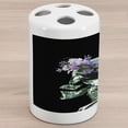 thumbnail image 1 of Xray Flowers Ceramic Toothbrush Holder, Human Skull and Skeleton with Purple Tones Floral Wreath Science Psychology, Decorative Versatile Countertop for Bathroom, 4.5" X 2.7", Multicolor, 1 of 4