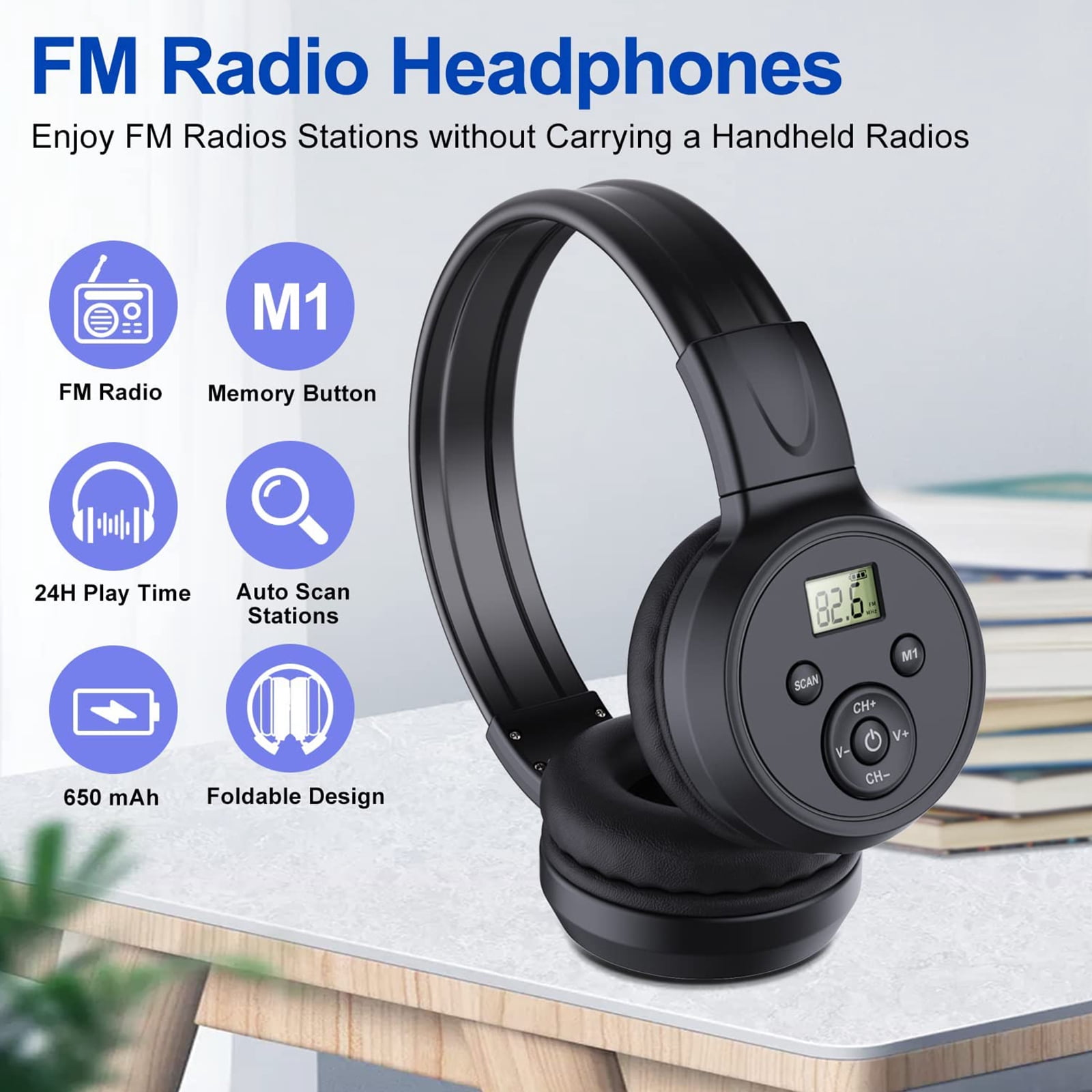 Compact & Lightweight FM Radio Headphone Safety Ear Muffs Radio Headset