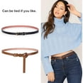 thumbnail image 2 of Women's Skinny PU Leather Belt Solid Color Fashion Thin Waist Belt with Gold Buckle for Jeans Pants 1/2 Width, 2 of 6