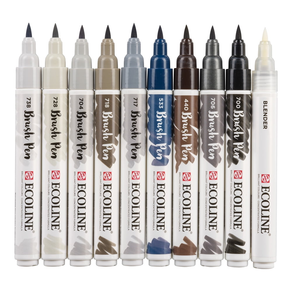 Ecoline Brush Pen Set of 10, Greys Colors (11509805)