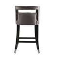 thumbnail image 7 of Counter Height Bar Stools Set of 2, Suede Velvet Upholstered Barstools with Nailheads and Solid Wood Legs, Leisure Bar Chairs for Kitchen Dining Room Pub, 26 Inch Seater Height, Grey, 7 of 7