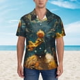 thumbnail image 2 of Fuzoiu Whimsical Starry Night Scene Print Hawaiian Shirt for Men, Summer Beach Casual Short Sleeve Button Down Shirts, Men’s Beach Summer Shirts with Pocket,Small, 2 of 7
