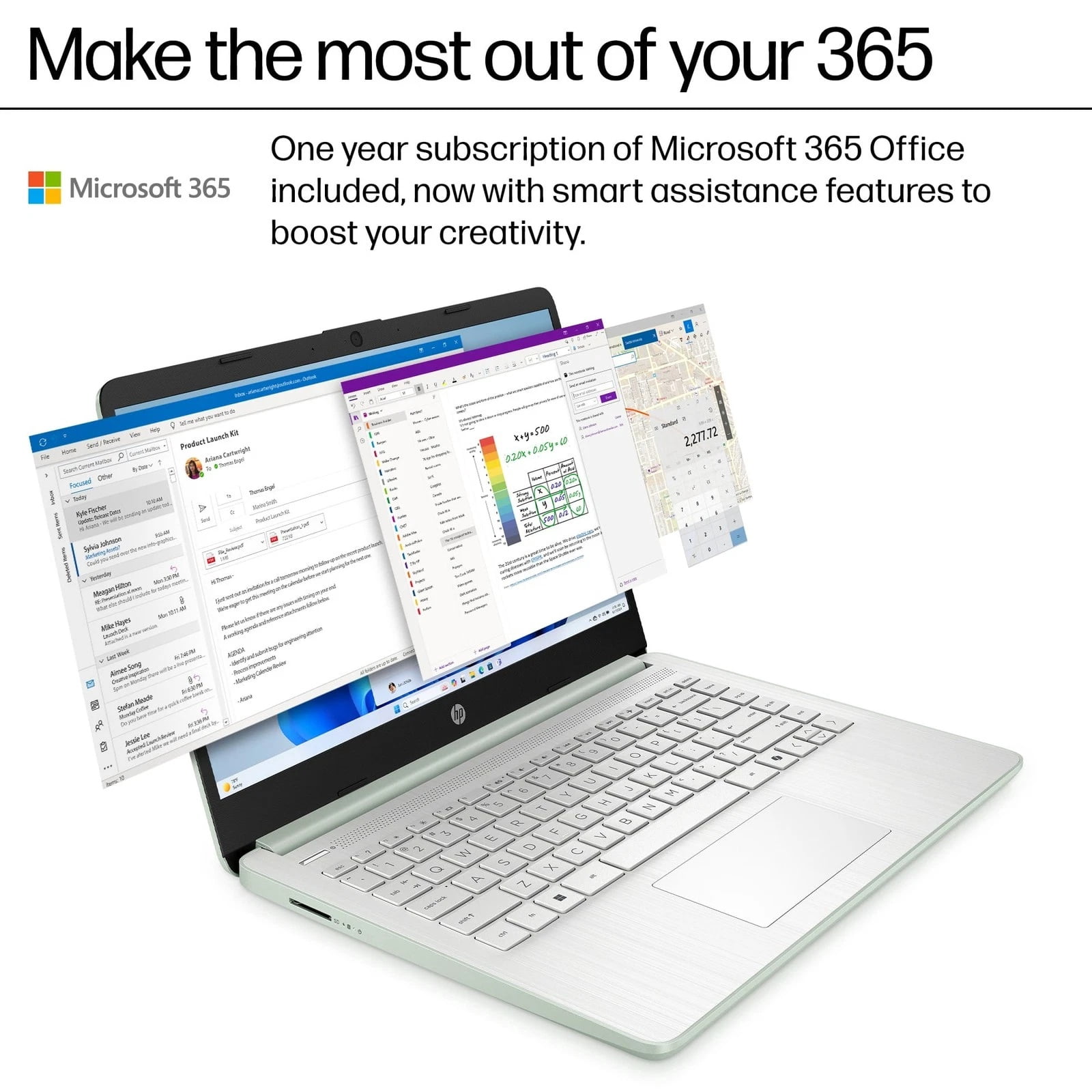 HP Stream 14 Student Business Laptop, Microsoft Office 365, Intel N150 Processor(Quad-core), 4GB RAM, 384GB Storage (128GB UFS+256GB MSD), Copilot AI, 1TB Cloud Storage, Green, with 5ave Kit