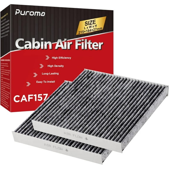 2 Pack Cabin Air Filter with Activated Carbon, Replacement for CP157, CF12157, Select Lexus, Mazda, Subaru and Toyota Avalon, Camry, Corolla, Highlander, Prius, RAV4, Sienna, Venza