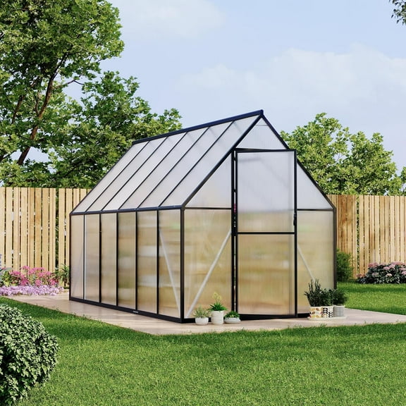 Huisuilinss Polycarbonate Greenhouse,6'x11' Walk-in Greenhouse,Large Enhanced Aluminum Frame Green House Kit With Quick Setup Structure And Roof Vent For Outdoors Backyard