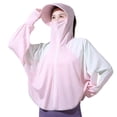 thumbnail image 5 of Joernso Women Sunscreen Coat Zipper Opening Hooded Face Nack Protection Ice Silk Anti-UV Thin Soft Breathable Long Sleeve Color Matching Cycling Camping Jacket, 5 of 8