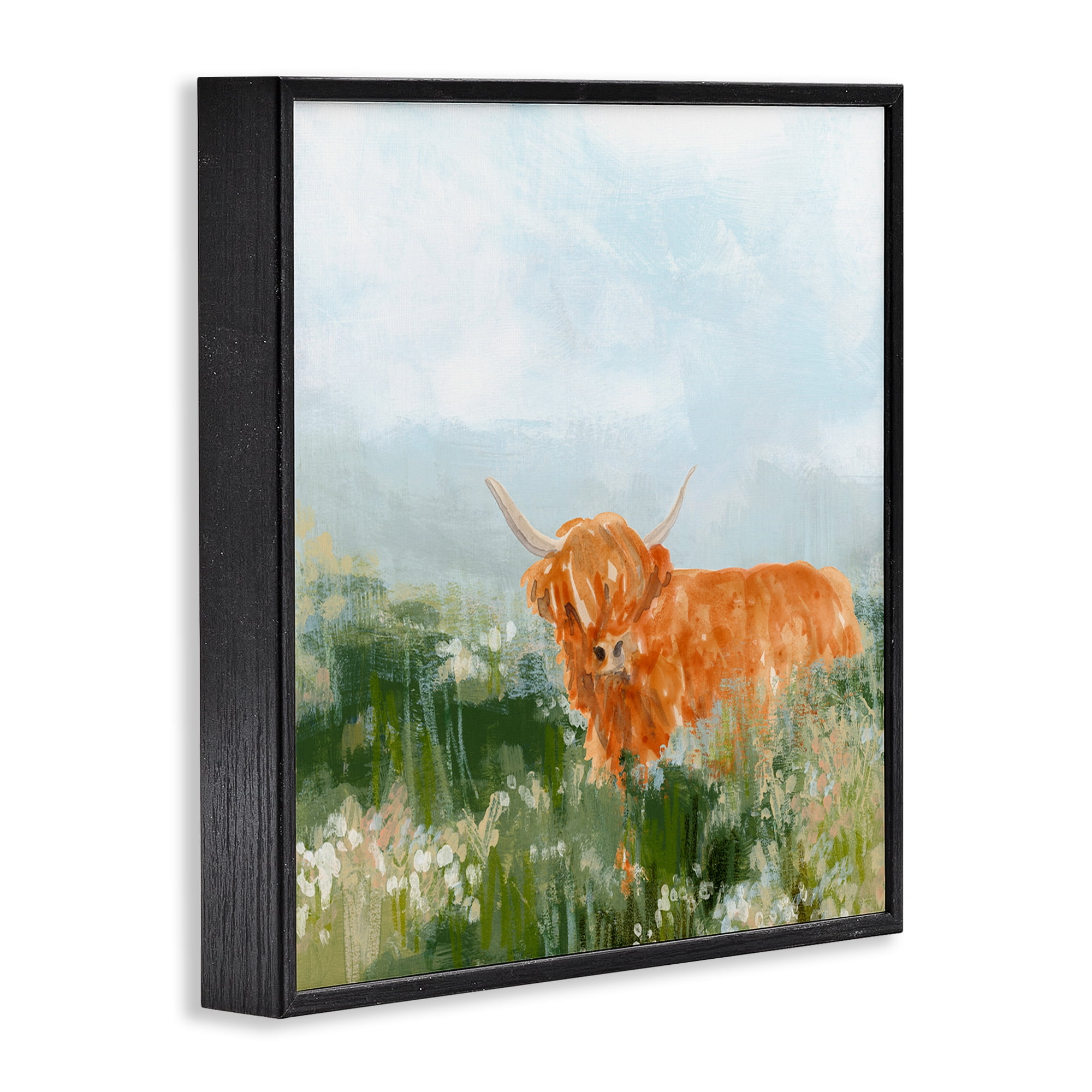 Stupell Industries Highland Cattle Abstraction Animals & Insects Painting Black Framed Art Print Wall Art, 17 x 17