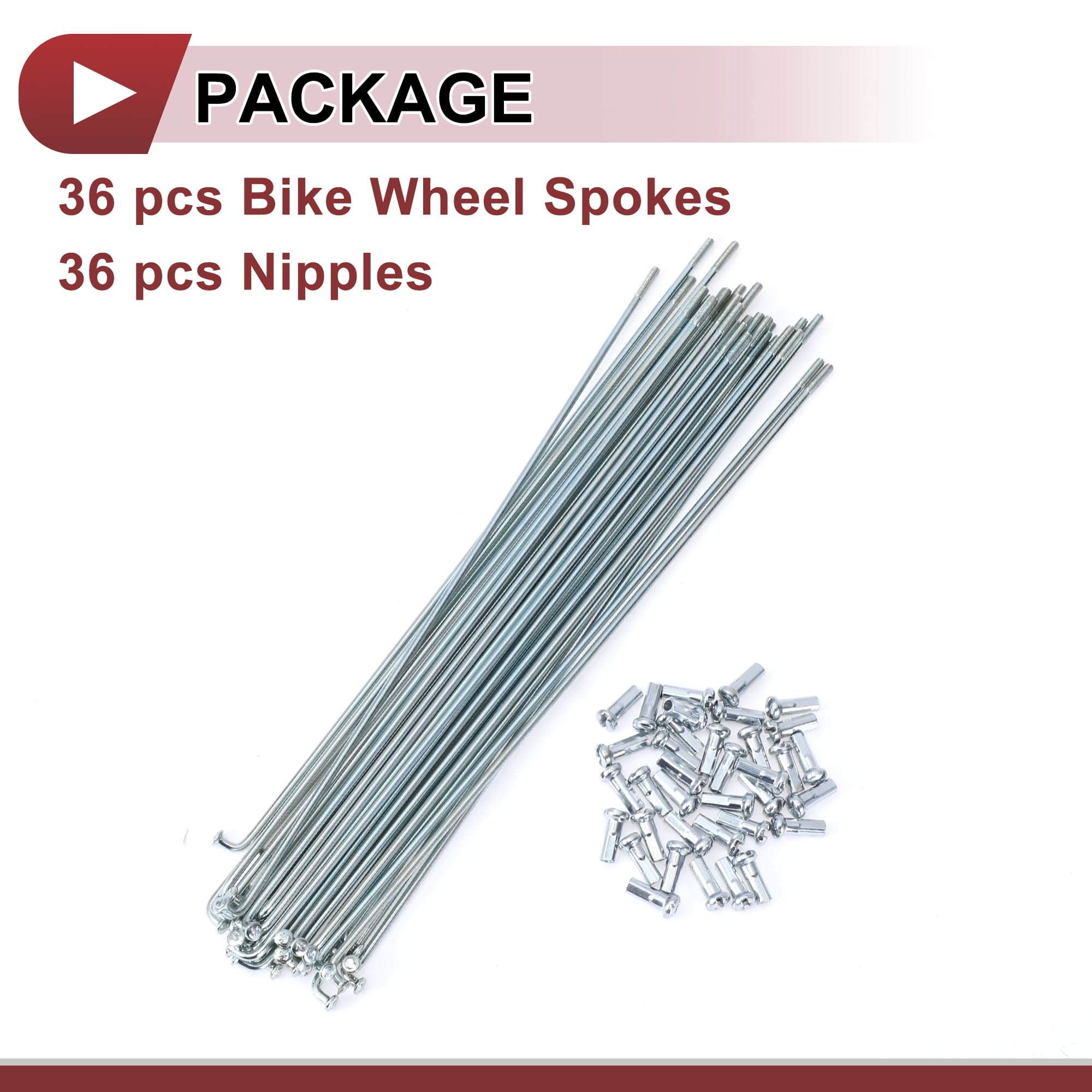 Unique Bargains 36Pcs 13G Bike Wheel Spokes Galvanized Carbon Steel Silver Tone 7.99"
