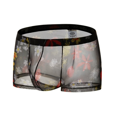 jovati Mens Sexy Underwear Transparent See Through Shorts Hot Lip Print ...