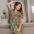 thumbnail image 3 of Yiaed Peacock Feathers And Flowers Print Women's Loose-Fit Short Sleeve Nightgown, Soft and Comfortable Sleep Dress for Relaxation and Sleepwear, 3 of 6