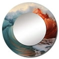 thumbnail image 2 of Designart "Emerald And Crimson Wave Vibrant Amazement" Beach Rund Mirror For Wall Decor - Large Green Round Print Mirror - Round Coastal Mirror - Wall Mounted Round Large Mirror - 23" x 23", 2 of 6