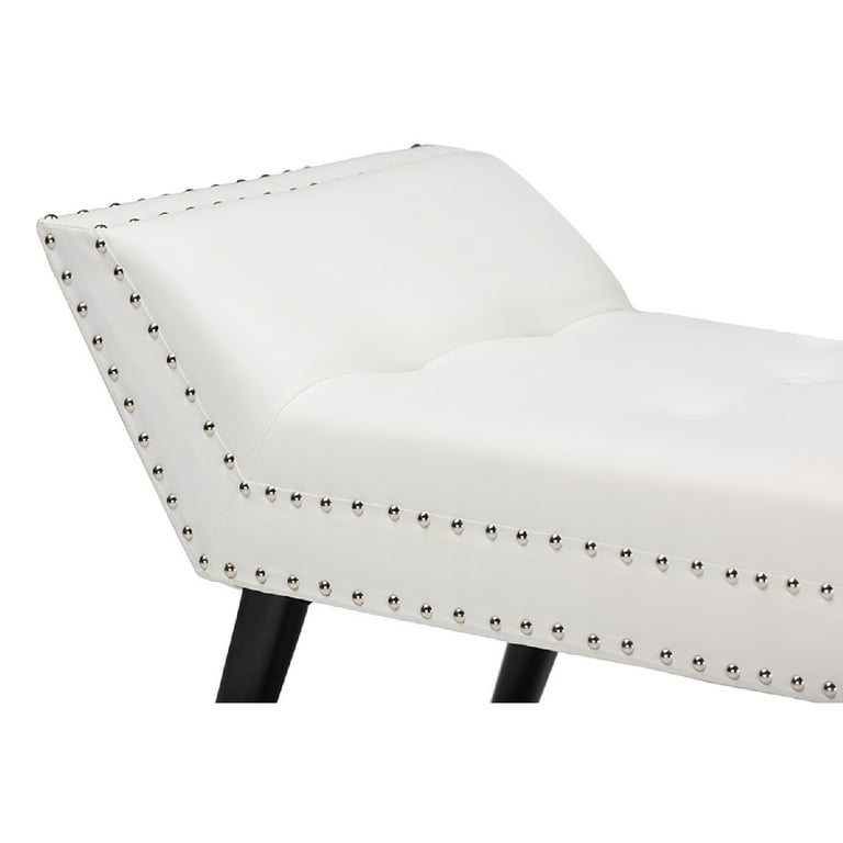 Baxton Studio Tamblin Modern and Contemporary White Faux Leather Upholstered Large Ottoman Seating Bench Baxton Studio Tamblin Modern and Contemporary White Faux Leather Upholstered Large Ottoman Seating Bench