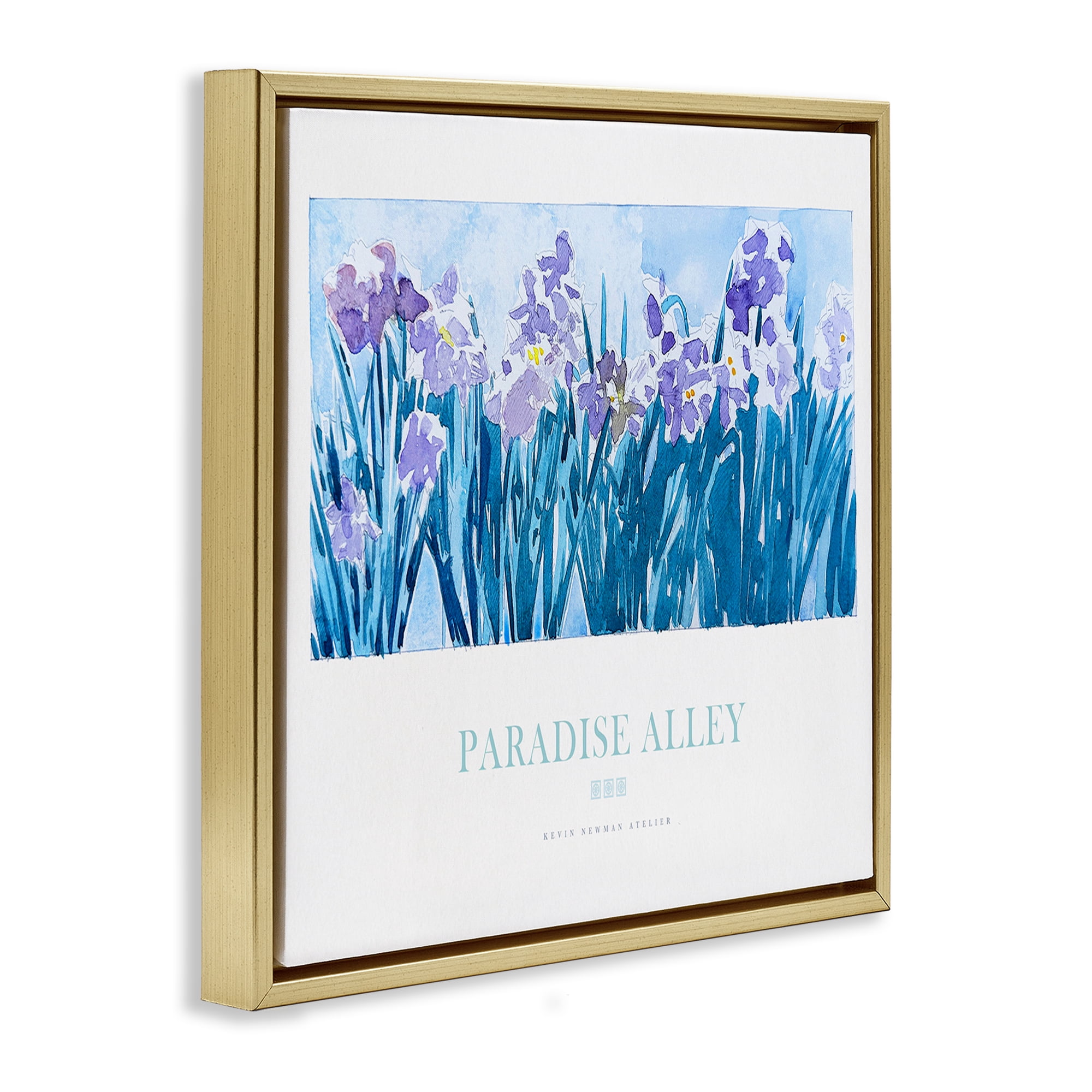 Stupell Industries Paradise Alley Purple Irises Gold Framed Floater Canvas Wall Art, design by Jadei Graphics
