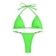 thumbnail image 1 of WEAIXIMIUNG High Neck Swimsuit Women's Solid Multicolor Two Piece Swimsuit Tobikini with Removable Pads No Underwire S, 1 of 4