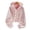 Pink, variant on Button Up Hooded Cardigan for Women Drawstring Bubble Long Sleeve Cropped Cardigans Open Front Casual Sweater Hoodie Jacket Fall Sweet Streetwear Black S