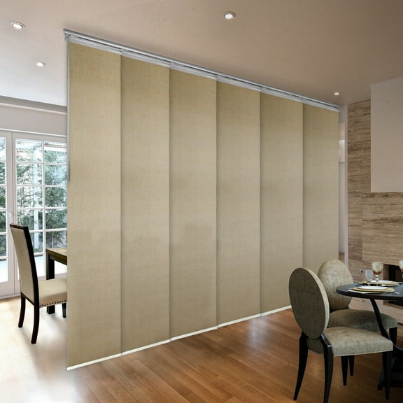 Domovina 6 Panel Track Vertical Blinds, Adjustable 70-130"W x 91.4"H - Shel