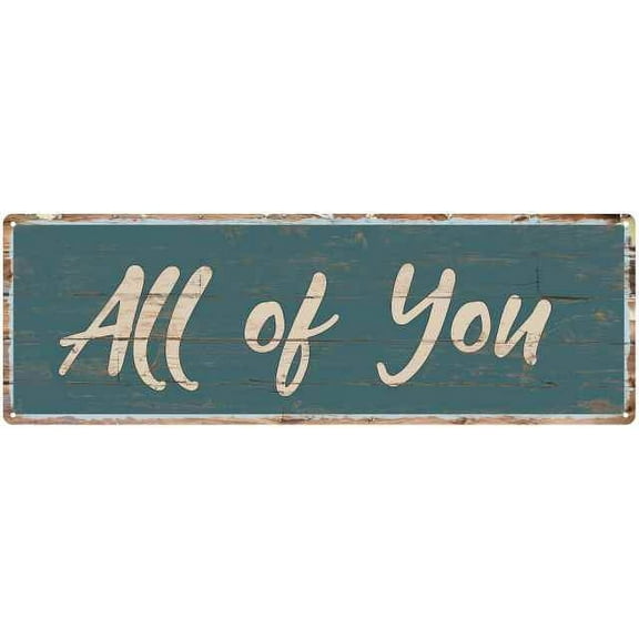All of You Beach Style Wood Look Sign Gift Green 8x24 Metal Decor 108240086031