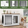thumbnail image 4 of Uforic 39" Dog Crate Furniture, Wooden Indoor Dog Kennel with Adjustable Feet and 2 Removable Bowls, Dog Crate Side End Table, White, 4 of 9