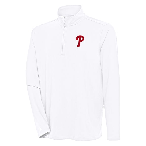 Men's Antigua  White Philadelphia Phillies Hunk Quarter-Zip Pullover Top