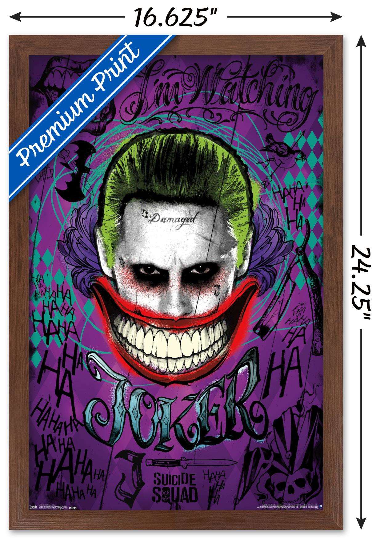 DC Comics Movie - Suicide Squad - Joker Wall Poster, 14.725" x 22.375", Framed