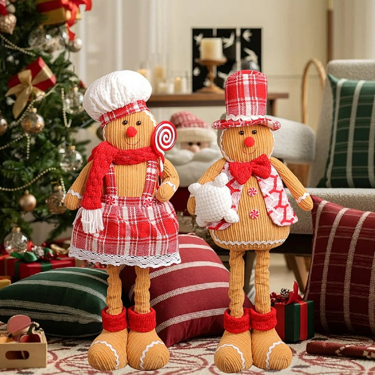 Kripyery Christmas Gingerbread Man Decoration Plush Stuffed Doll Toy with Extendable Legs Soft Kitchen Gingerbread Doll for Christmas Party Home Decor Walmart