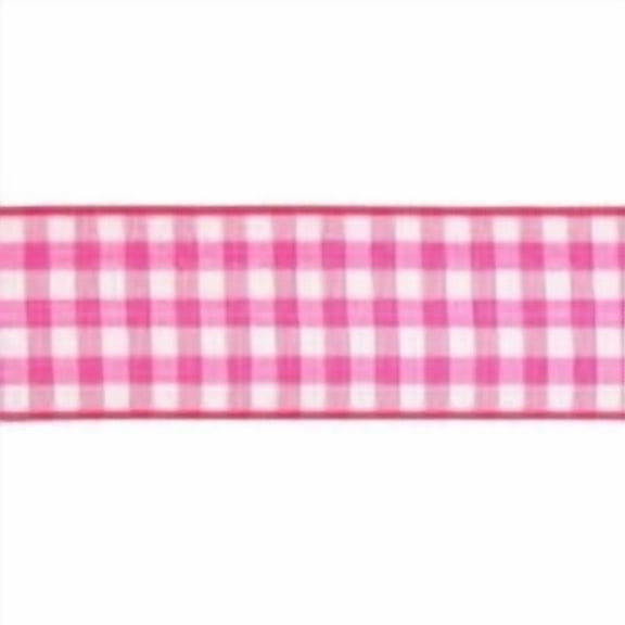 3/4" Gingham Plaid Ribbon Hot Pink 3 Yard