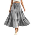thumbnail image 6 of Ihhxva Pleated Skirt for Women Velvet Tiered Long Drawstring Maxi Elastic Waist Winter Holiday Gathering S-2XL, 6 of 9